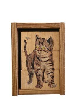 Vtg Klotzli Atelier Fischer Wood Block Puzzle Swiss Animals Montessori Waldorf